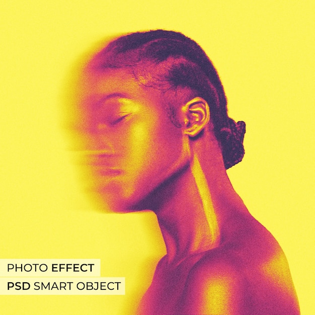 Free PSD portrait of person with acid motion blur effect