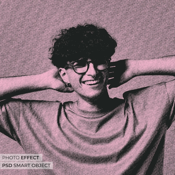 Free PSD portrait of person with bitmap effect