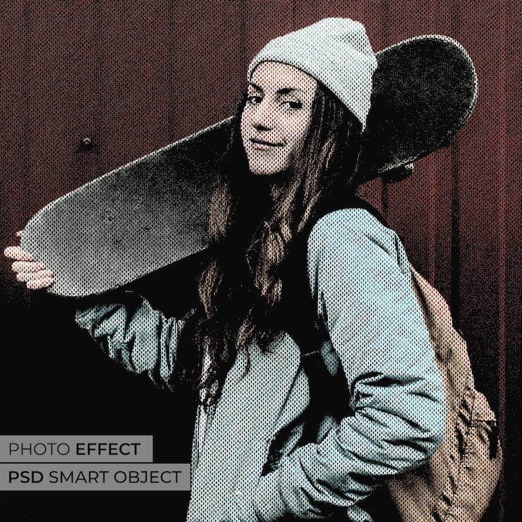 Free PSD portrait of person with bitmap effect