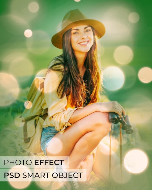 Free PSD portrait of person with bokeh effect