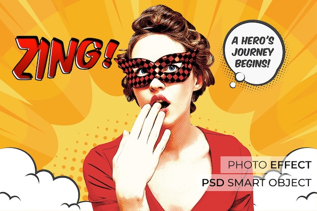 Free PSD portrait of person with comic effect