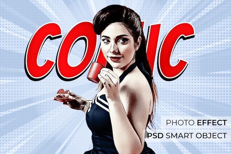 Free PSD portrait of person with comic effect