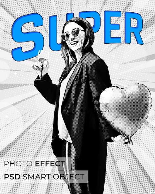 Free PSD portrait of person with comic effect