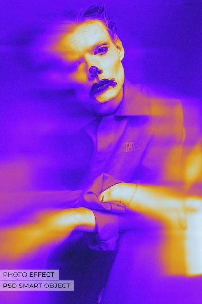 Portrait of person with displaced color effect