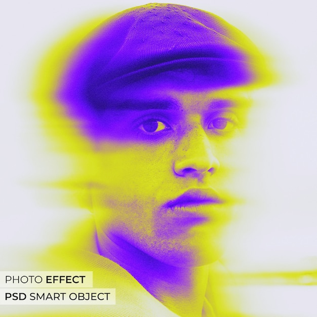 Portrait of person with displaced color effect