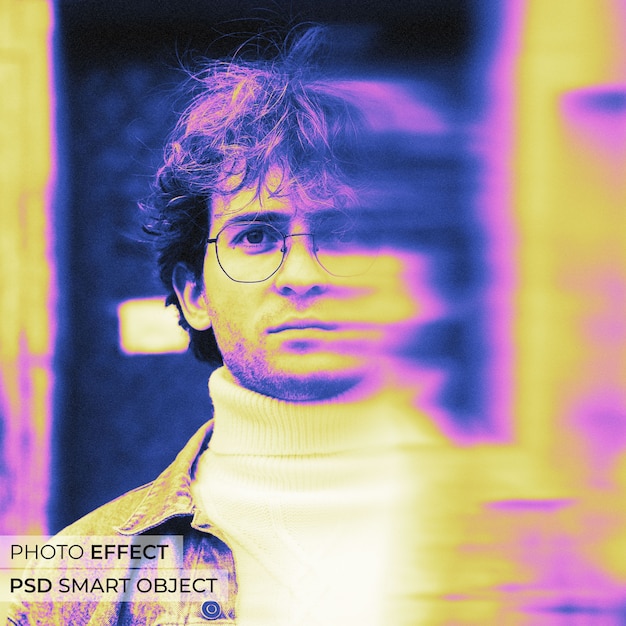 Free PSD portrait of person with displaced color effect