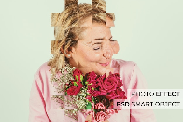 Free PSD portrait of person with fragmented shapes effect