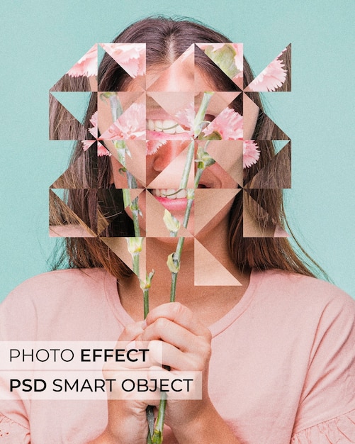 Free PSD portrait of person with fragmented shapes effect