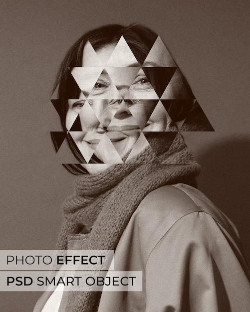 Portrait of person with fragmented shapes effect