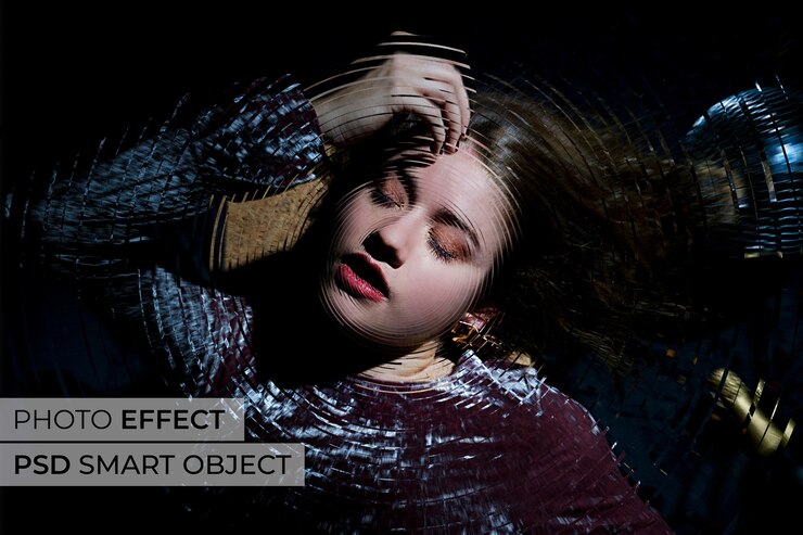 Free PSD portrait of person with frequency modulation effect