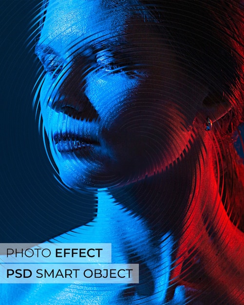 Free PSD portrait of person with frequency modulation effect