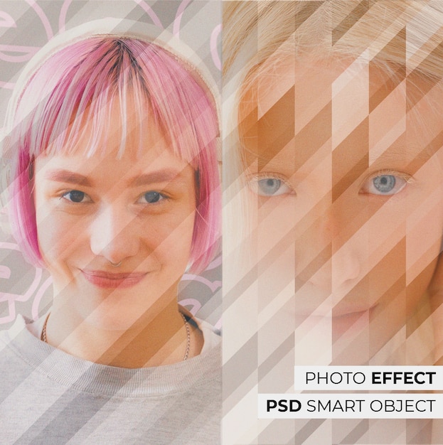 Free PSD portrait of person with geometrical effect