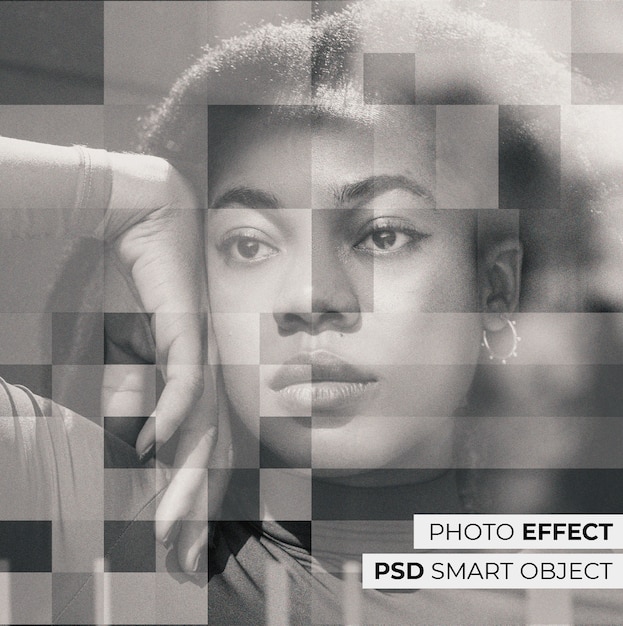 Free PSD portrait of person with geometrical effect