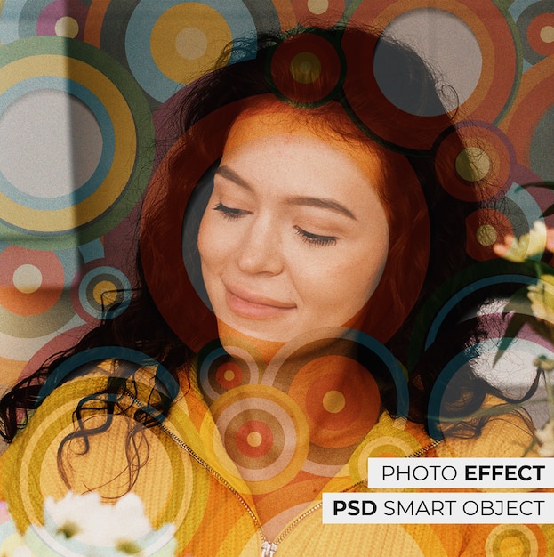 Free PSD portrait of person with geometrical effect