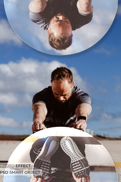 Free PSD portrait of person with sphere effect