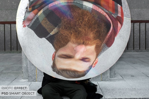 Free PSD portrait of person with sphere effect