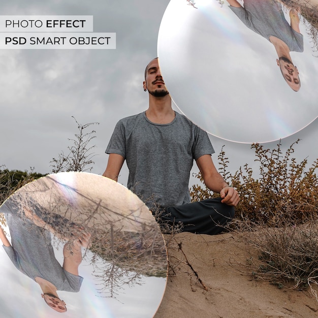 Portrait of person with sphere effect