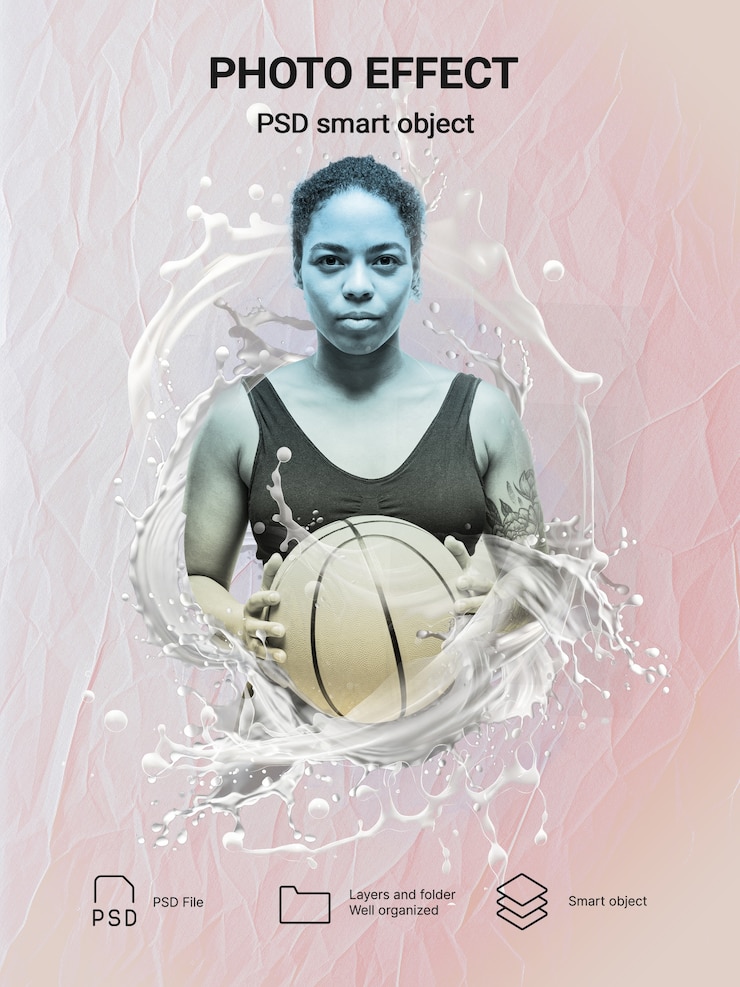 Free PSD portrait of person with sport effect