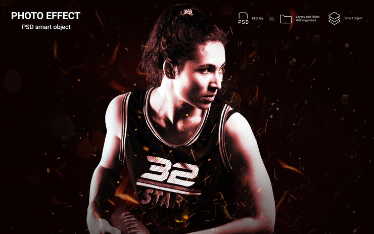 Free PSD portrait of person with sport effect