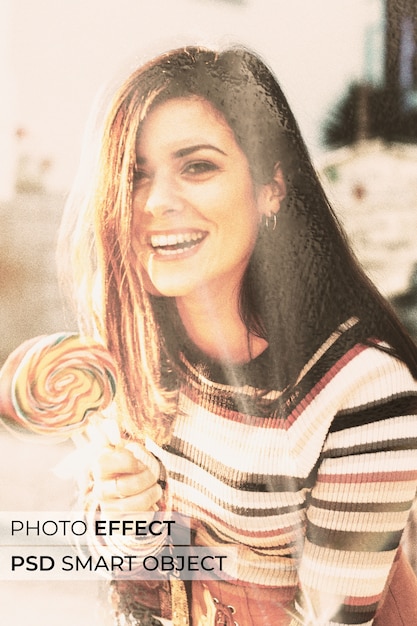 Portrait of person with toy camera effect – Free PSD Template Download