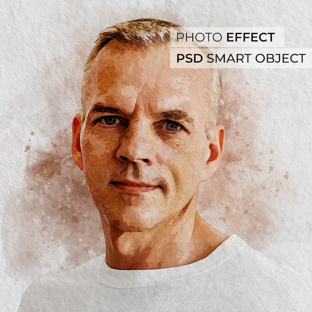 Free PSD portrait of person with watercolor effect mock-up