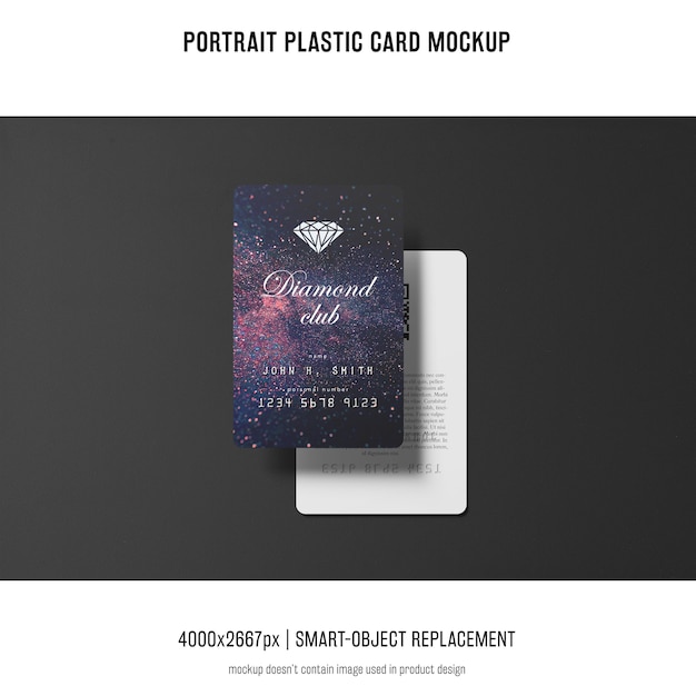 Free PSD portrait plastic card mockup