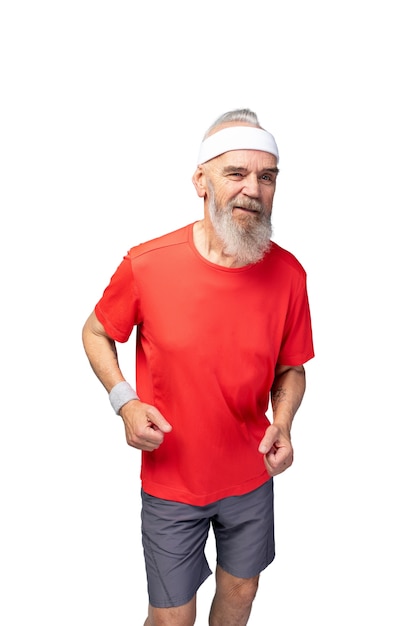 Free PSD portrait of senior man jogging