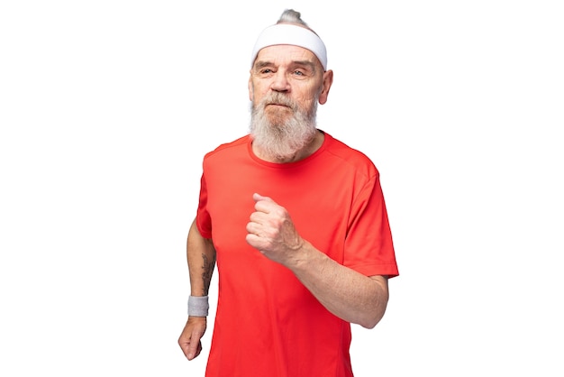 Free PSD portrait of senior man jogging
