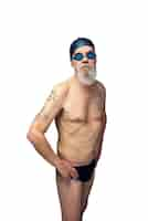 Free PSD portrait of senior man with swimming gear