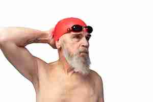 Free PSD portrait of senior man with swimming gear