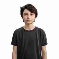 Free PSD portrait of a teenage boy in a black t shirt isolated on white background