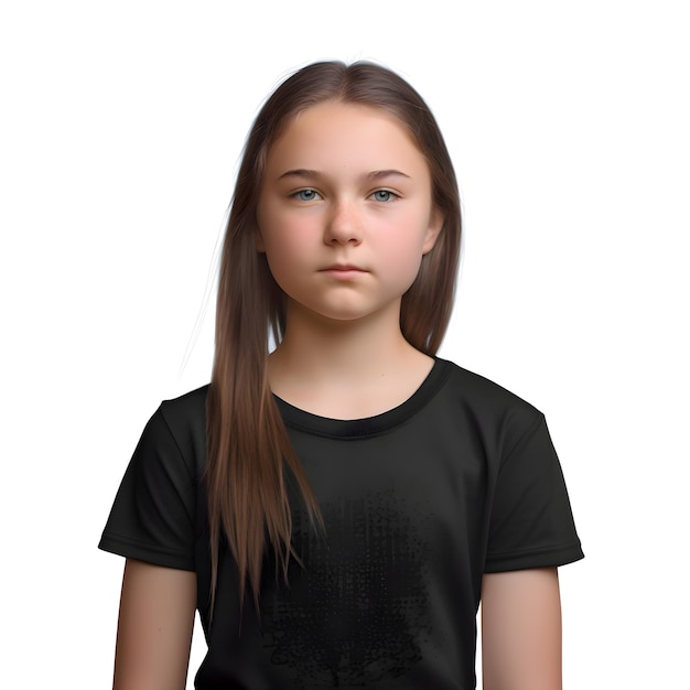 Free PSD portrait of a teenage girl isolated on white background