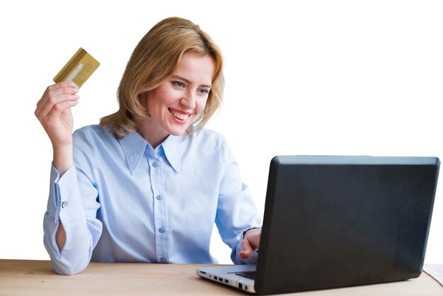 Portrait of woman using laptop computer