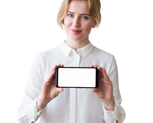 Portrait of woman with smartphone