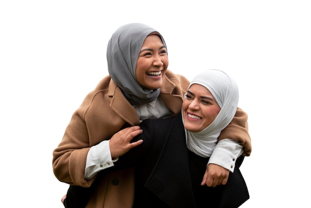 Portrait of women wearing islamic hijab