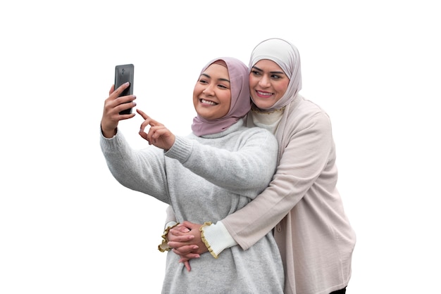 Portrait of women wearing islamic hijab