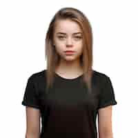 Free PSD portrait of a young beautiful girl isolated on white background