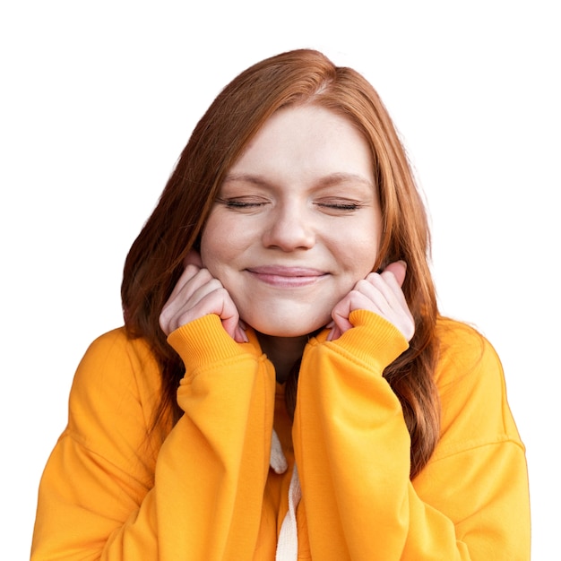 Free PSD portrait of young girl with face mask