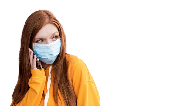 portrait of young girl with face mask