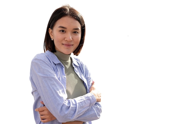 Free PSD portrait of young girl with face mask