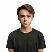 Free PSD portrait of young man in black t shirt isolated on white background