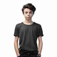 Free PSD portrait of a young man in a black t shirt isolated on white background