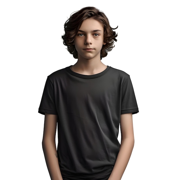 Free PSD portrait of a young man in black t shirt isolated on white background