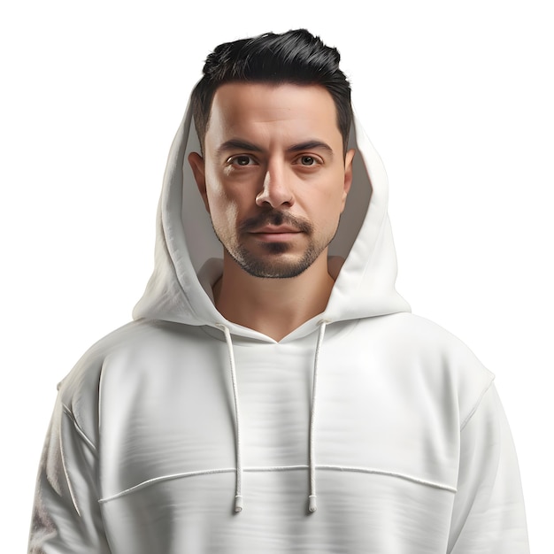 Free PSD portrait of young man in white hoodie isolated on white background