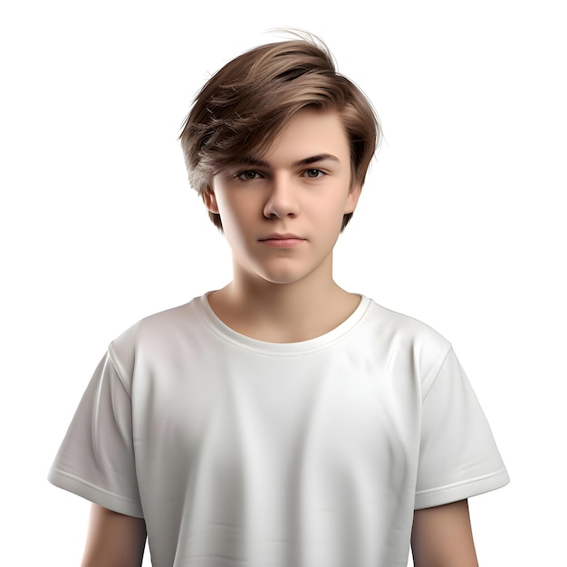 Free PSD portrait of a young man in a white t shirt on a white background