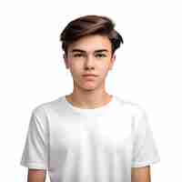 Free PSD portrait of a young man in a white t shirt on a white background