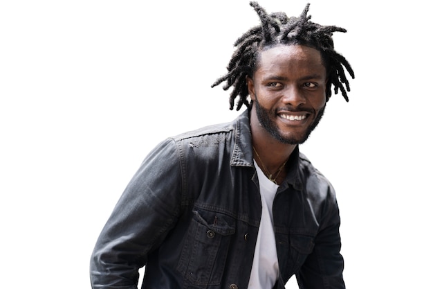 Ritratto di giovane con acconciatura afro dreadlocks