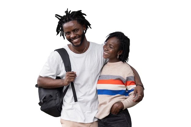 Free PSD portrait of young man and woman with afro dreadlocks hairstyle