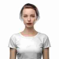 Free PSD portrait of a young woman in a white t shirt on a white background