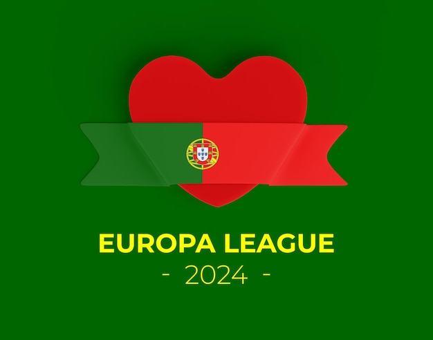 Free PSD portugal heart ribbon banner